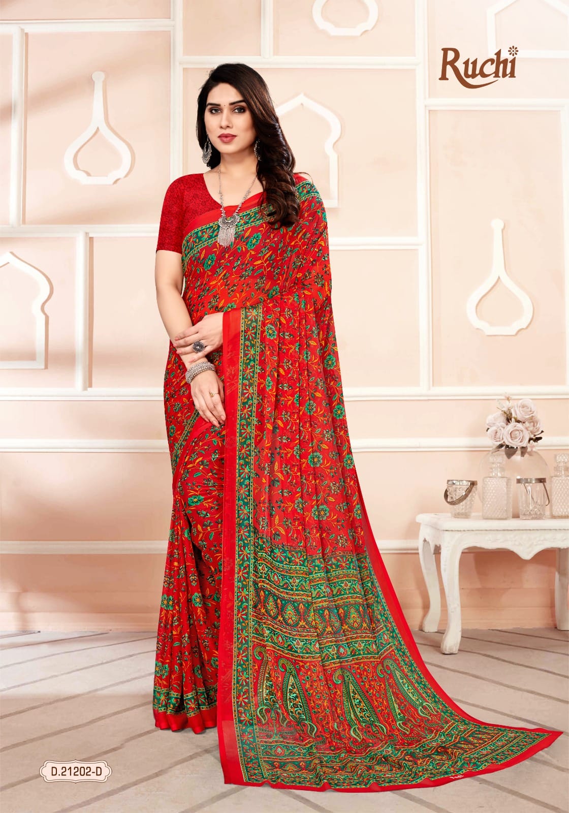 Star Chiffon 93rd Edition.Ruchi Regular Wear Wholesale Printed Sarees